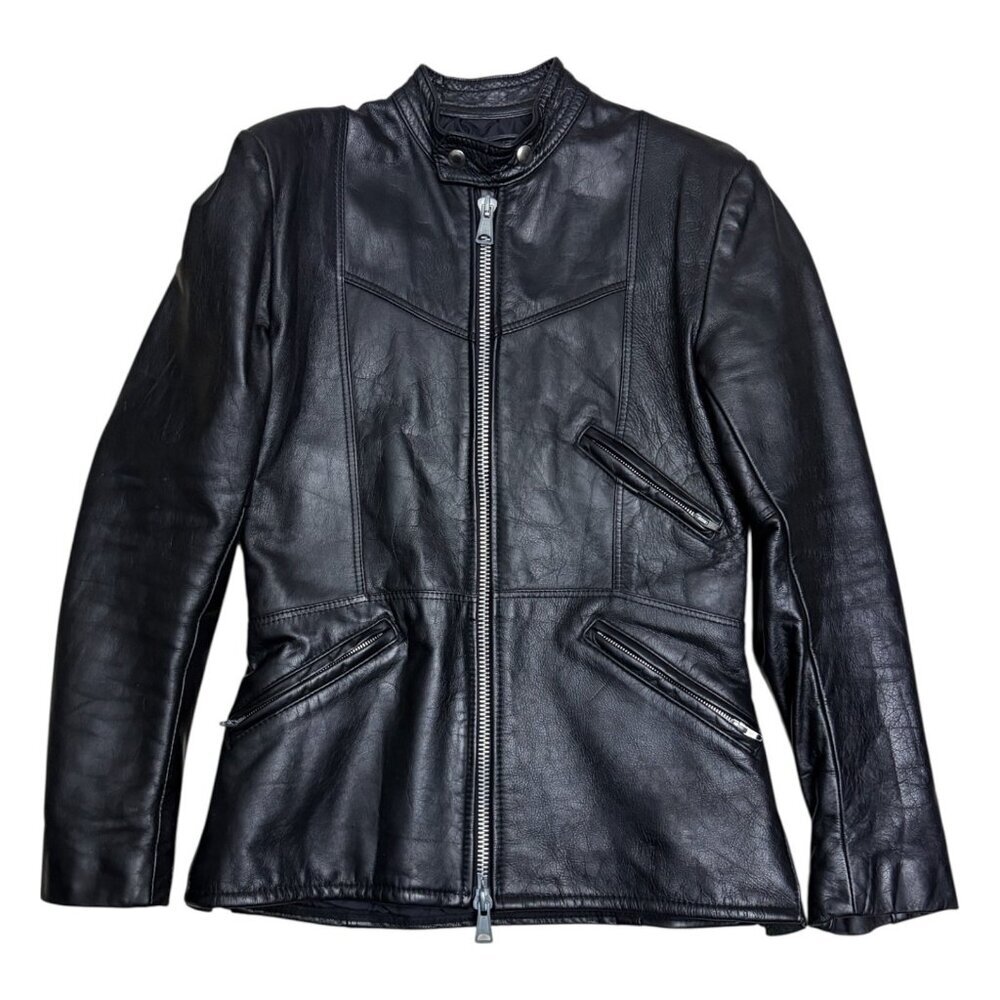 BRISTOL Vintage Golden Crown LEATHER Luxury Motorcycle Biker Jacket Womens Small